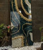Cuadro Espejismo abstracto Esmeralda 130x60 cm en resina, hecho a mano por Dammar